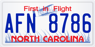NC license plate AFN8786