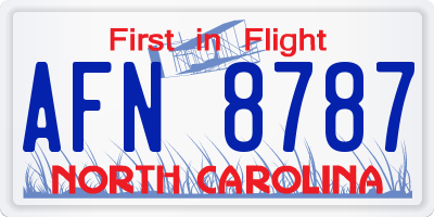 NC license plate AFN8787