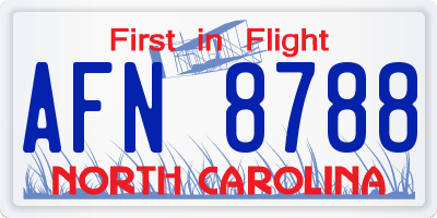 NC license plate AFN8788