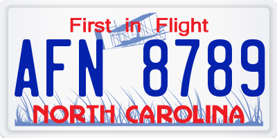 NC license plate AFN8789