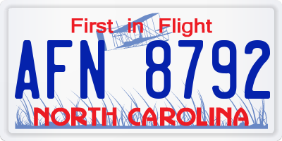 NC license plate AFN8792