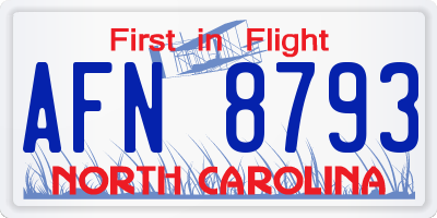 NC license plate AFN8793