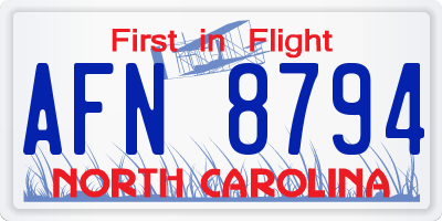 NC license plate AFN8794