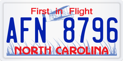 NC license plate AFN8796