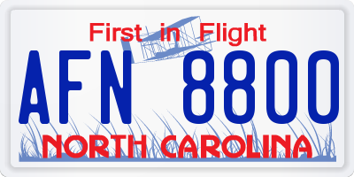 NC license plate AFN8800