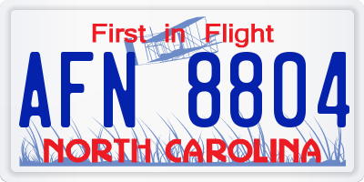 NC license plate AFN8804