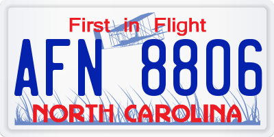 NC license plate AFN8806