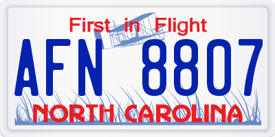 NC license plate AFN8807