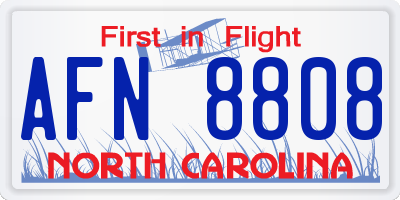 NC license plate AFN8808