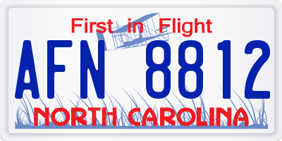 NC license plate AFN8812