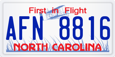NC license plate AFN8816