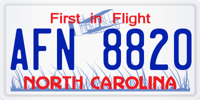 NC license plate AFN8820