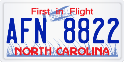NC license plate AFN8822