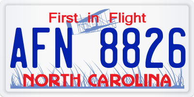 NC license plate AFN8826