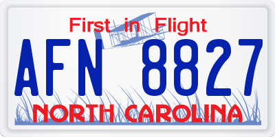 NC license plate AFN8827