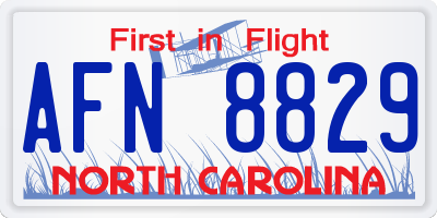 NC license plate AFN8829
