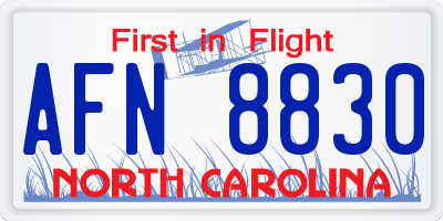 NC license plate AFN8830