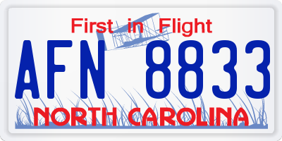 NC license plate AFN8833