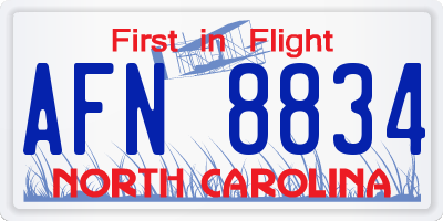 NC license plate AFN8834