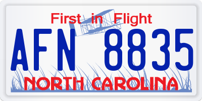 NC license plate AFN8835