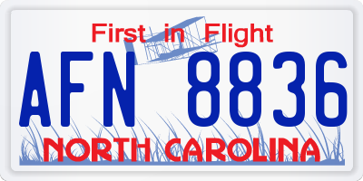 NC license plate AFN8836