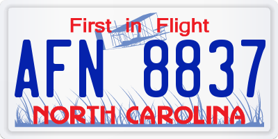 NC license plate AFN8837