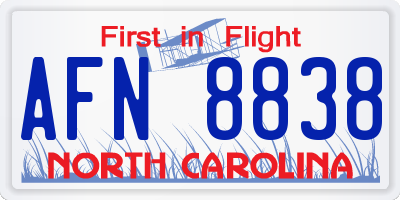 NC license plate AFN8838
