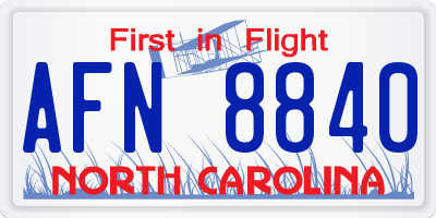 NC license plate AFN8840