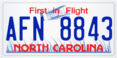 NC license plate AFN8843