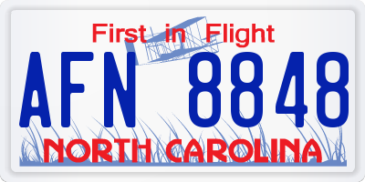 NC license plate AFN8848