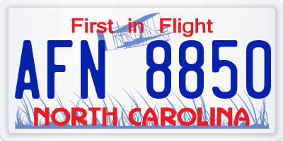 NC license plate AFN8850