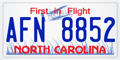 NC license plate AFN8852