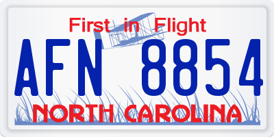 NC license plate AFN8854