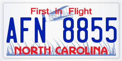 NC license plate AFN8855