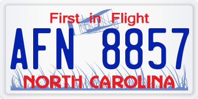 NC license plate AFN8857