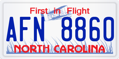 NC license plate AFN8860