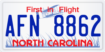 NC license plate AFN8862