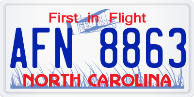 NC license plate AFN8863