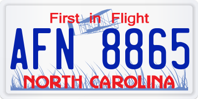 NC license plate AFN8865