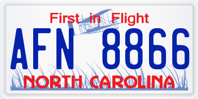 NC license plate AFN8866