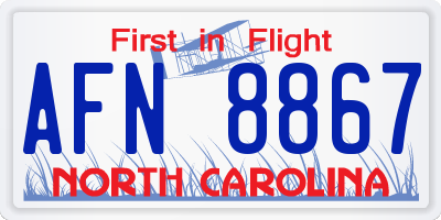 NC license plate AFN8867