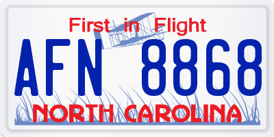NC license plate AFN8868