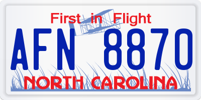 NC license plate AFN8870