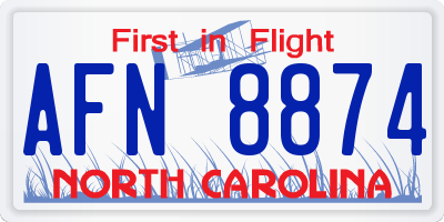 NC license plate AFN8874