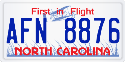 NC license plate AFN8876