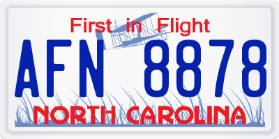 NC license plate AFN8878