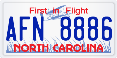 NC license plate AFN8886
