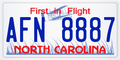 NC license plate AFN8887