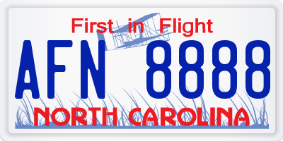 NC license plate AFN8888