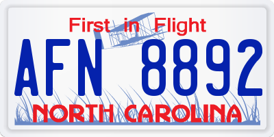 NC license plate AFN8892
